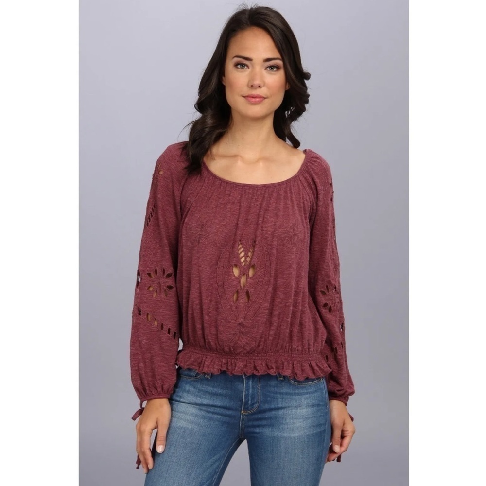 Free People Women's Fpx Jewel Blouse Top Blouse Long Sleeve Sz Small.